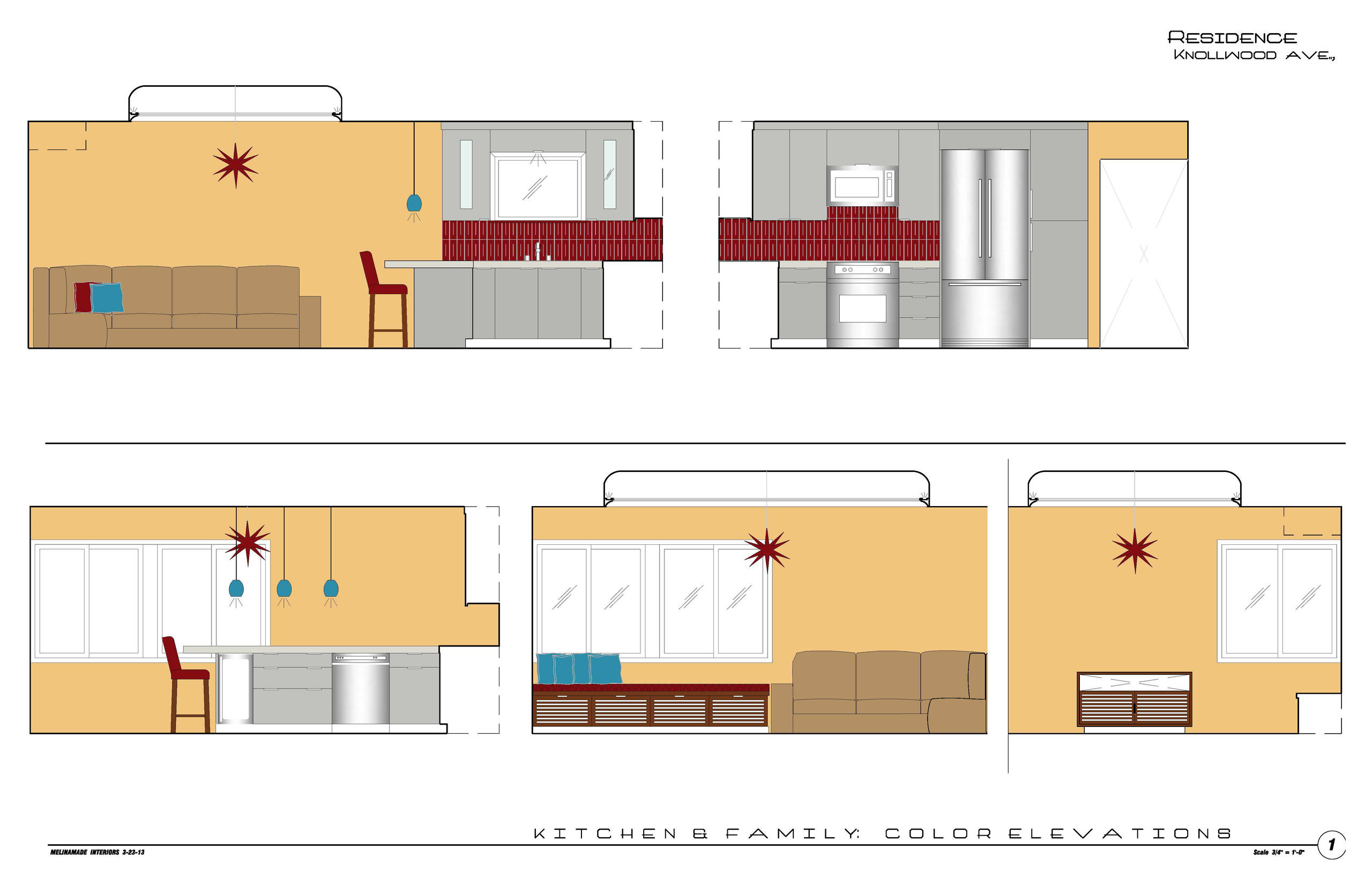 MCM kitchen & family - interior elevation drawings