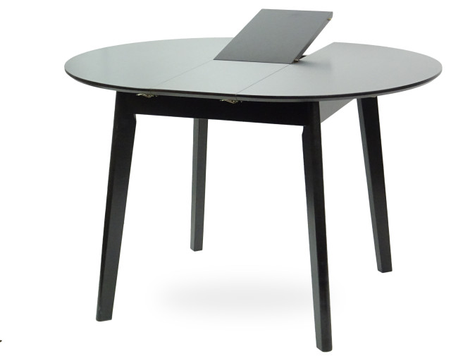 Extendable Round Dining Room Table Modern Solid Wood Espresso Transitional Dining Tables