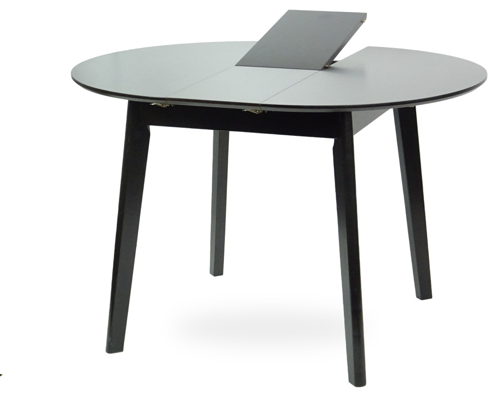 Extendable Round Dining Room Table Modern Solid Wood Espresso