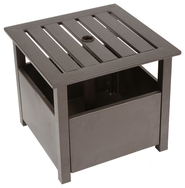 Sunmaster Aluminum Square Side Table, Outdoor Umbrella Stand Table