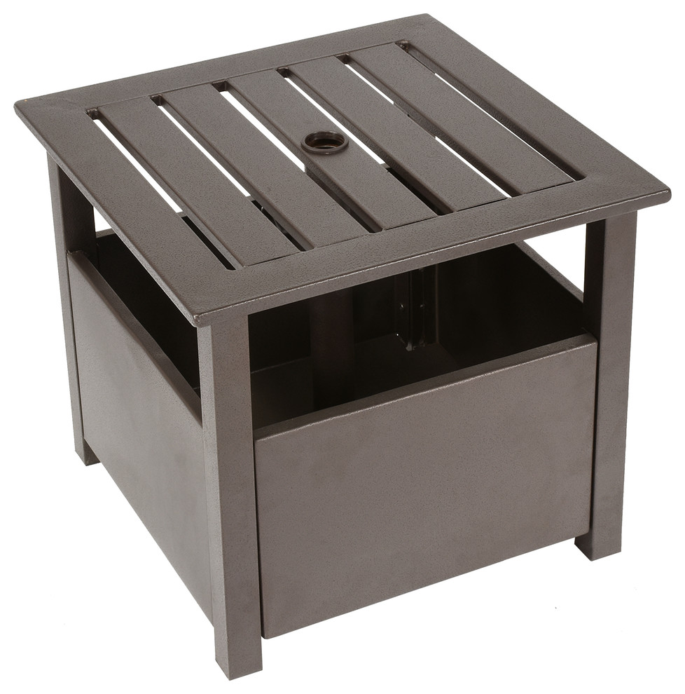 Sunmaster Aluminum Square Side Table With Umbrella Stand Transitional Outdoor Side Tables