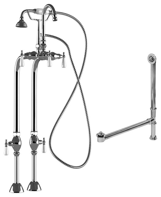 Freestanding Gooseneck Bathtub Faucet Complete Plumbing Package