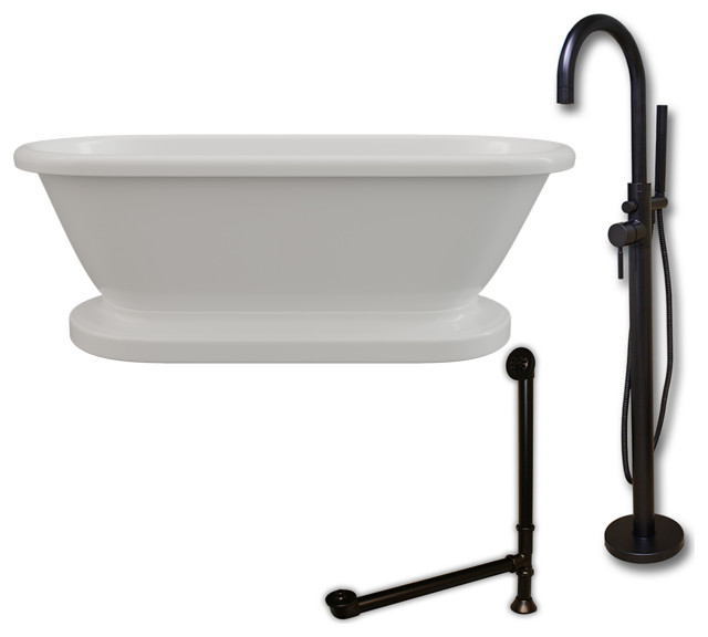 Acrylic Double Ended Pedestal Bathtub 60" X 30" With No Faucet