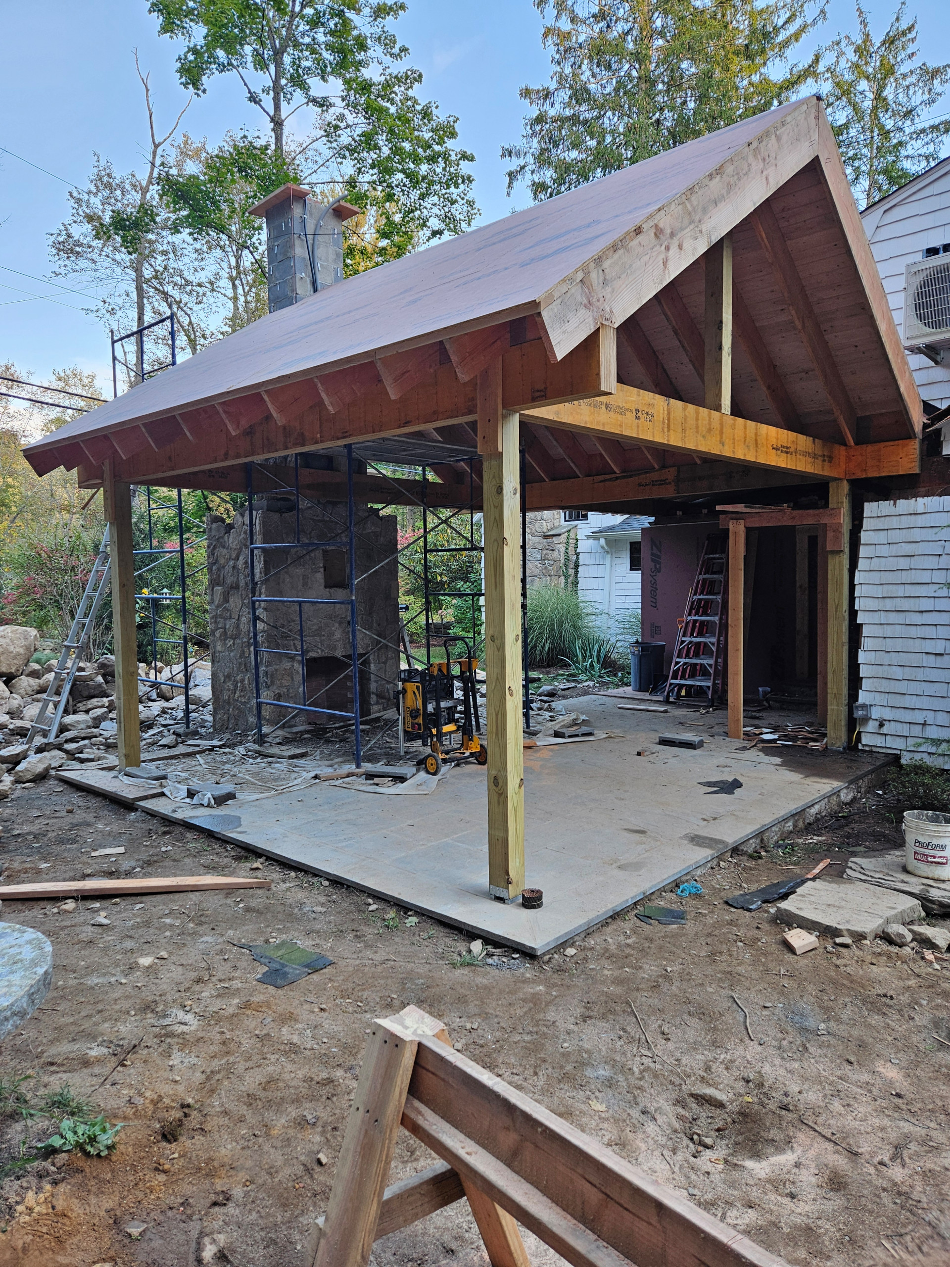 Pergola with fireplace