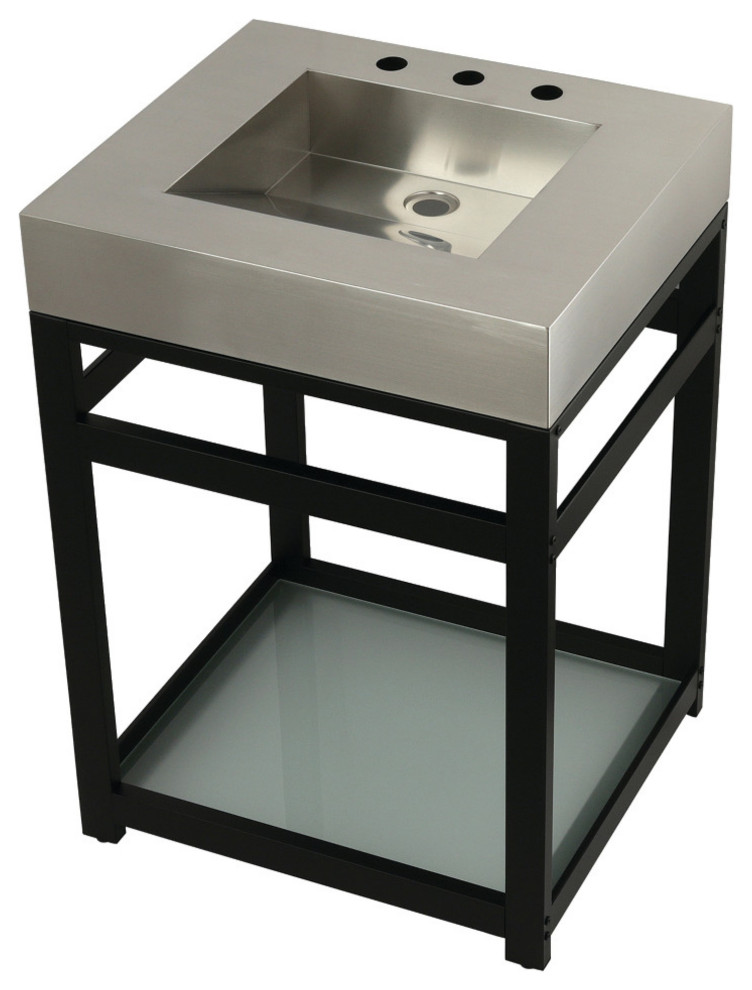 KVSP2522B0 25" Sink With Steel Console Sink Base, Brushed/Matte Black