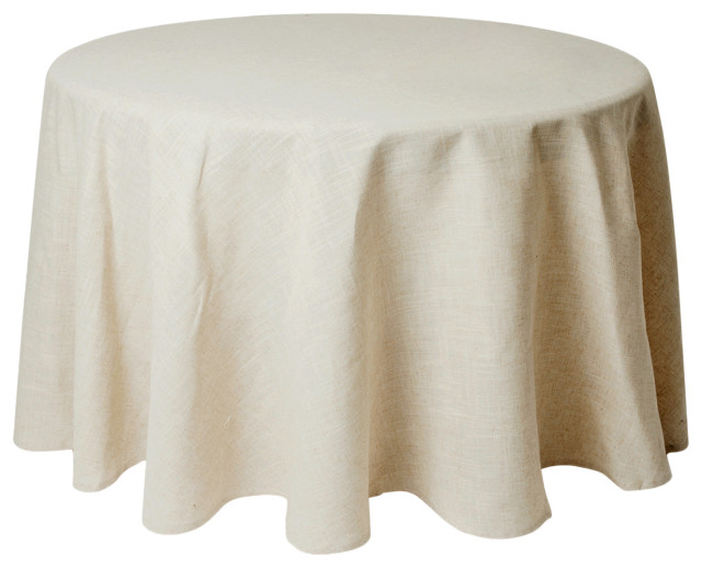 Classic Linen Blend Tablecloth, Natural, 132"x132" Round