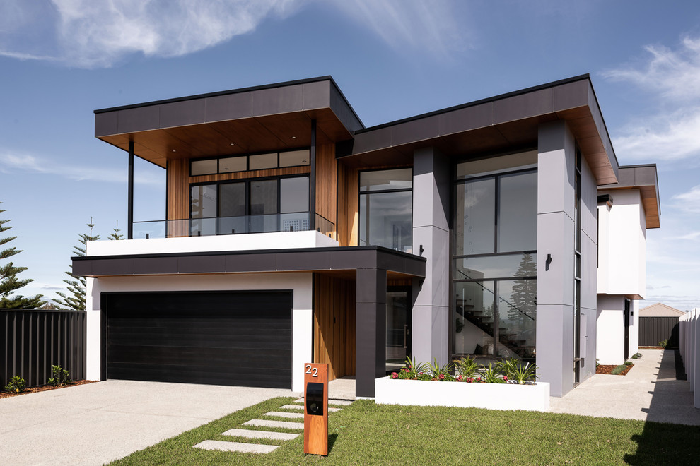 Modern two-storey house exterior in Perth.