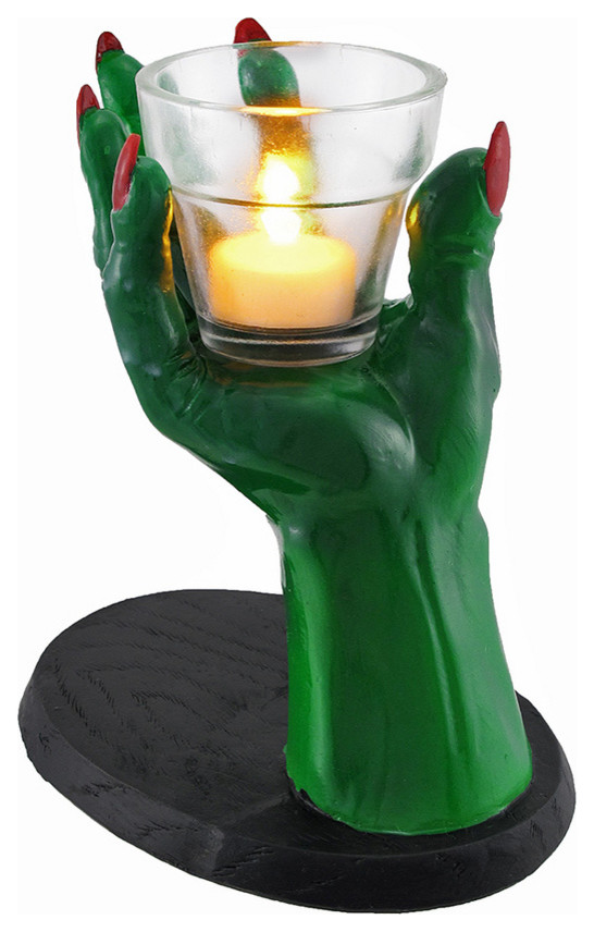 Creepy Green Witch's Hand Votive Tea Lite Candle Holder