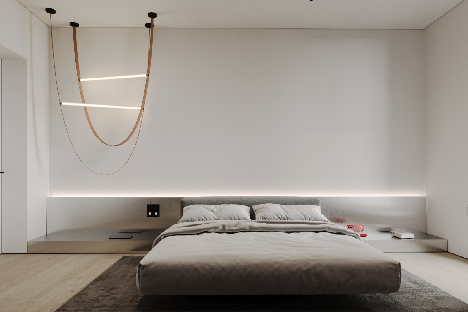 Дизайн спальни из проекта загородного дома The CUBE