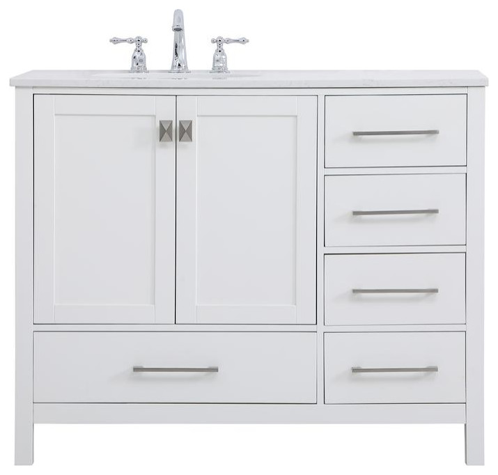White 42" Single Sink Bathroom Vanity