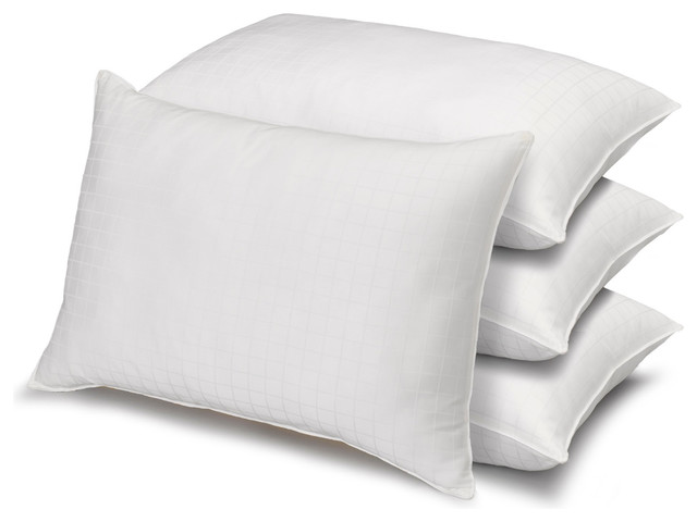 4 Pack Dobby Windowpane Soft Stomach Sleeper Pillows Traditional