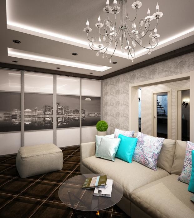 Дизайн интерьера гостиной в коттедже