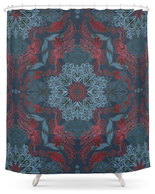 Society6 VIntage Fancy, a Pattern in Deep Teal and Red Shower ... Society6 VIntage Fancy, a Pattern in Deep Teal and Red Shower ...