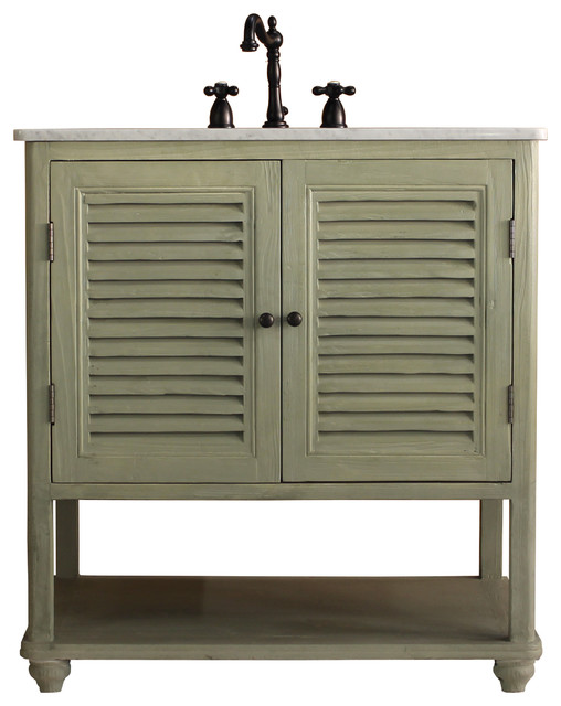 Small 34 Farmhouse Style Two Shutter Single Bath Vanity Light Birch Marble Top Farmhouse Bathroom Vanities And Sink Consoles By Watermarkfixtures Llc