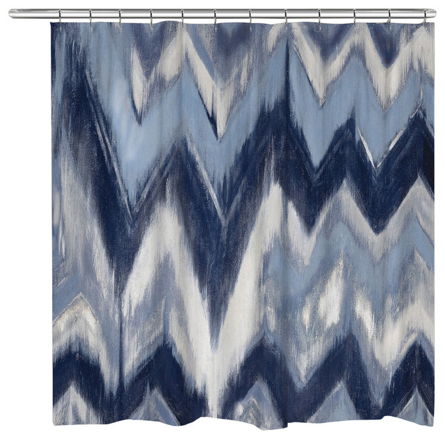 Laural Home Indigo Chevron Shower Curtain Transitional Laural Home Indigo Chevron Shower Curtain
