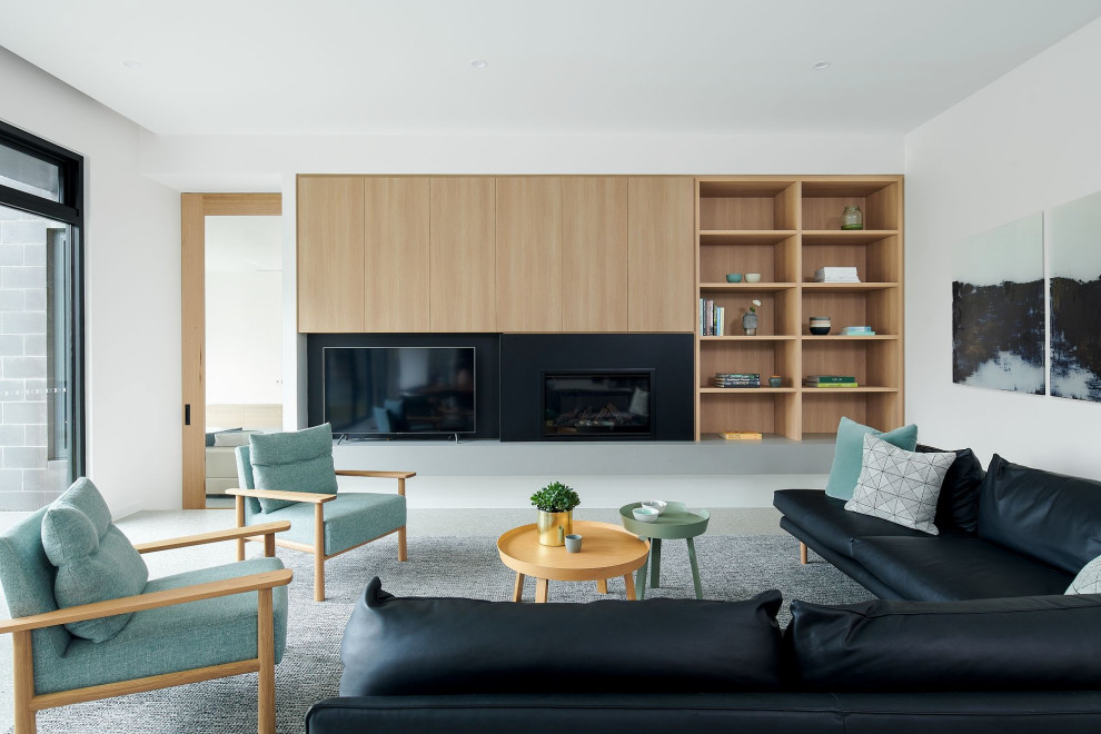 Design ideas for a contemporary living room in Canberra - Queanbeyan.