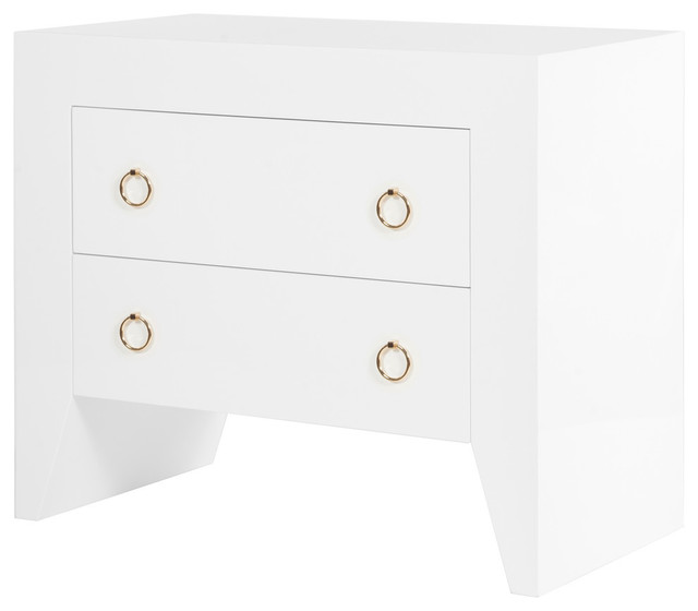 White Lacquer 2 Drawer Nightstand Contemporary Nightstands And White Lacquer 2 Drawer Nightstand Br
