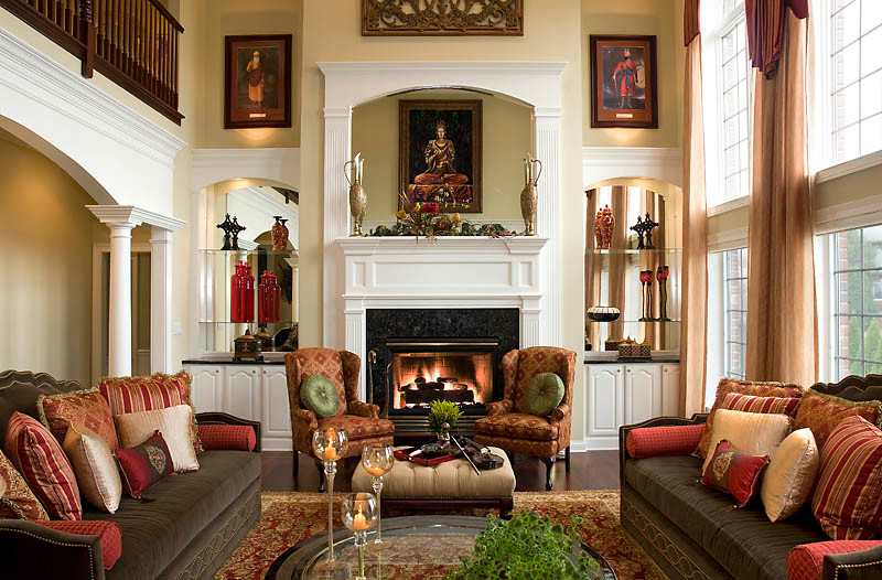 This is an example of a large traditional formal living room in Chicago with dark hardwood floors.