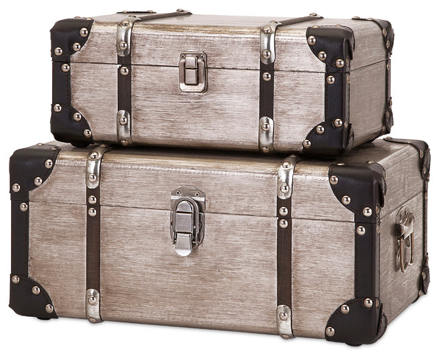 Baker Aluminum Clad Suitcases, Set of 2 Traditional