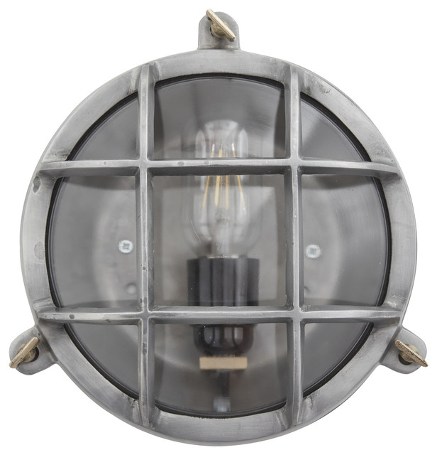 Bulkhead Outdoor & Bathroom Round Light - 8 Inch - Gunmetal, Side Wiring