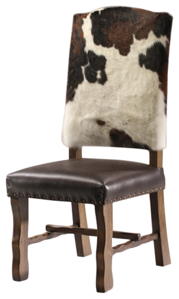Western Style Cowhide Dining Chair, Cowhide Dining Chairs With Nailhead Trim