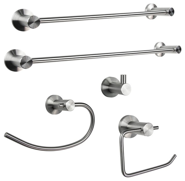 Boann 5 Piece Solid Stainless Steel Bathroom Accessory Set Boann 5 Piece Solid Stainless Steel Bathroom Accessory Set