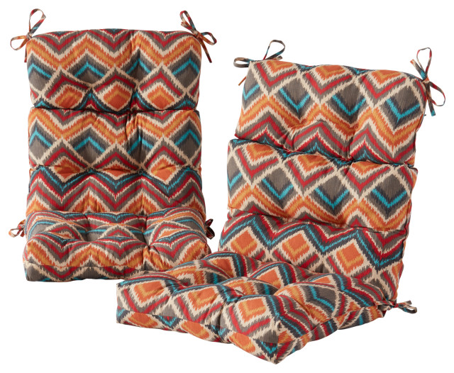 Outdoor High Back Chair Cushion, Set of 2 Mediterranean Outdoor
