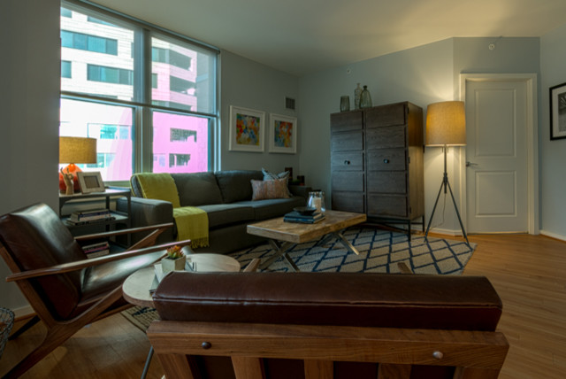 Design ideas for a contemporary living room in Philadelphia.