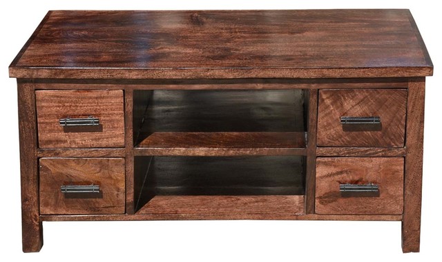 Daytona Solid Wood Open Back 4 Drawer Media Tv Stand Transitional Daytona Solid Wood Open Back 4 Drawer Media Tv Stand