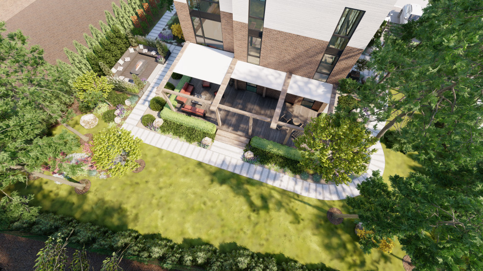 Вид сверху на навес и зону отдыха