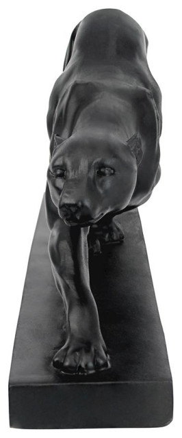Art Deco Matte Ebony Finish Panther On the Prowl Statue Predator Sculpture