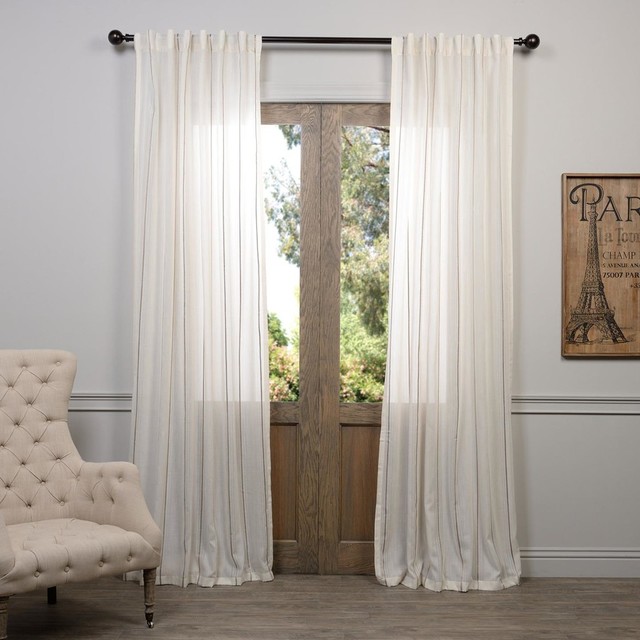 Aruba Gold Striped Linen Sheer Curtain - Transitional - Curtains - by ...