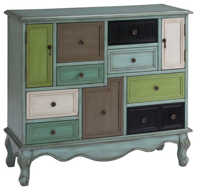 9 Drawer 2 Door Cabinet Multicolor Farmhouse Dressers By
