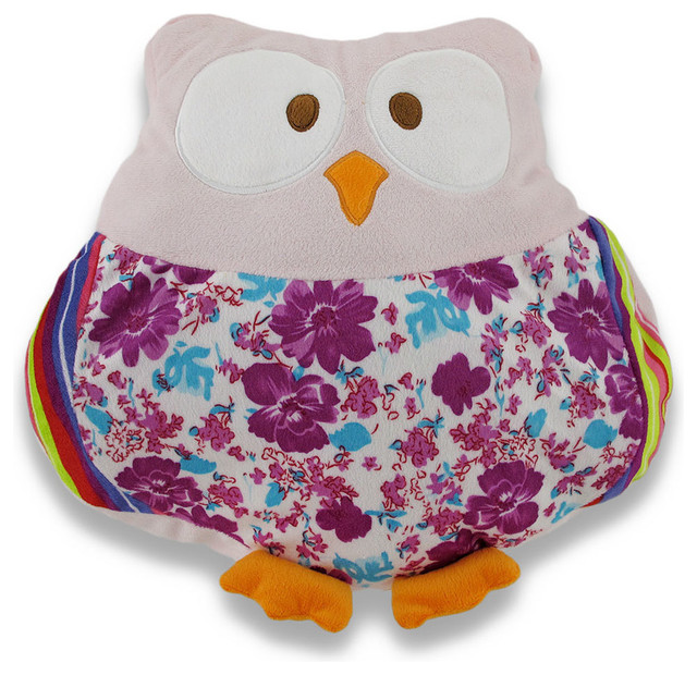 Incredibly Cute Plush Floral Owl Decorative Throw Pillow