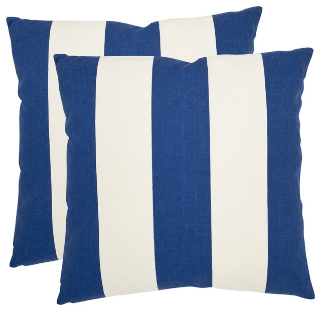 Safavieh Sally 18-inch Navy/ Blue Feather Decorative Pillows (Set of 2)