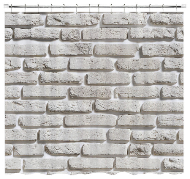 White Brick Pattern Shower Curtain Contemporary Curtains White Brick Pattern Shower Curtain Contemporary Curtains By Wallsneedlove