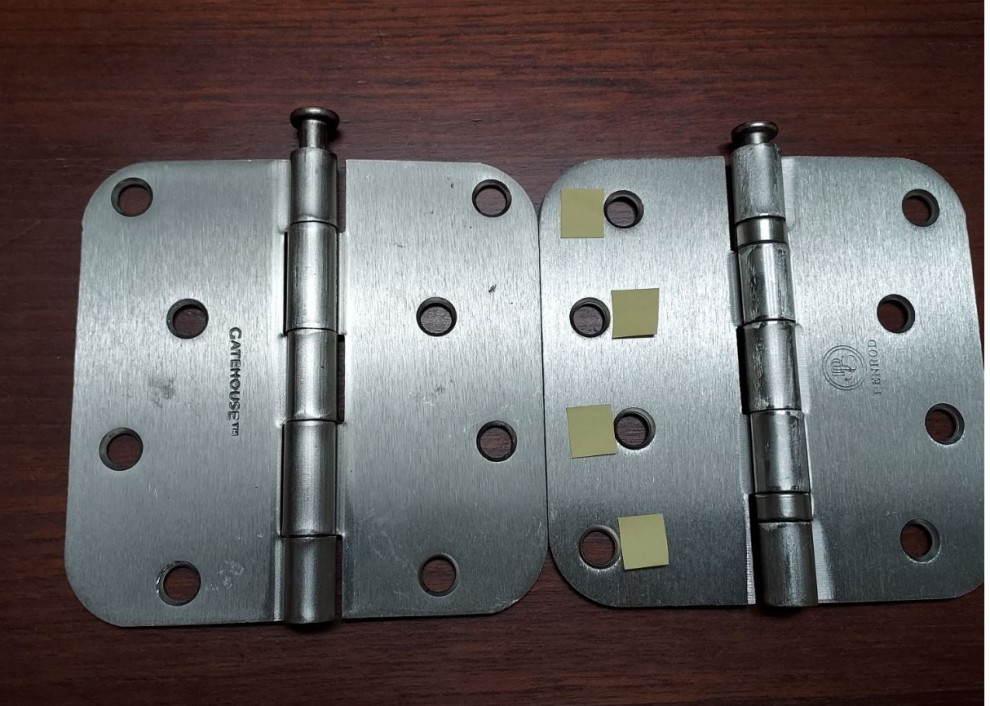 Door hinge hole pattern issue