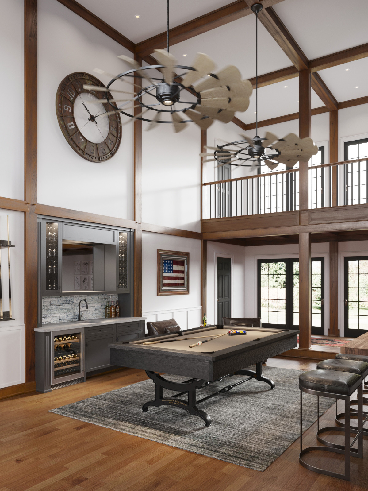 Apex NC  Farmhouse - Great Room Rendering