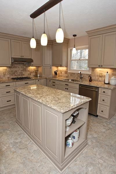 Example of a transitional kitchen design in Boston