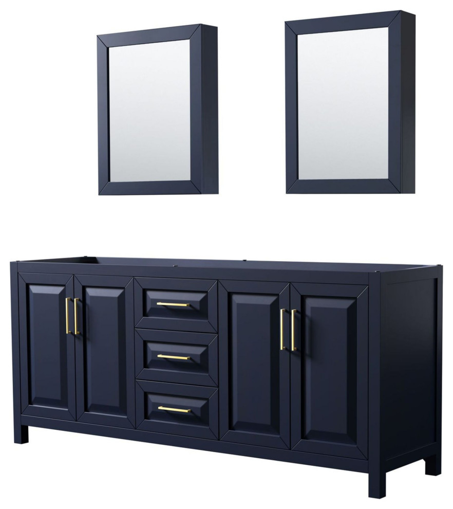 Wyndham Collection WCV252580DCXSXXMED Daria 79" Double - Dark Blue / Brushed