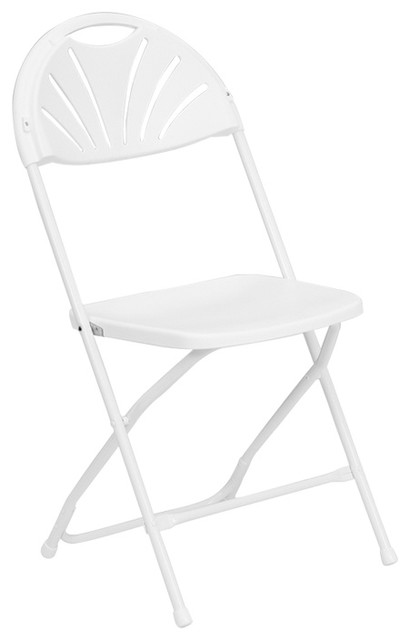 Hercules Series 650 lb. Capacity White Plastic Fan Back Folding Chair