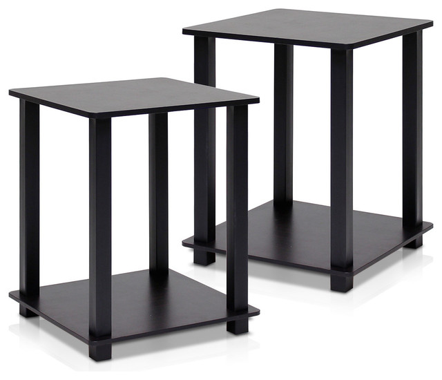 Furinno Simplistic End Tables, 2-Piece Set, Espresso/Black, Espresso/Black