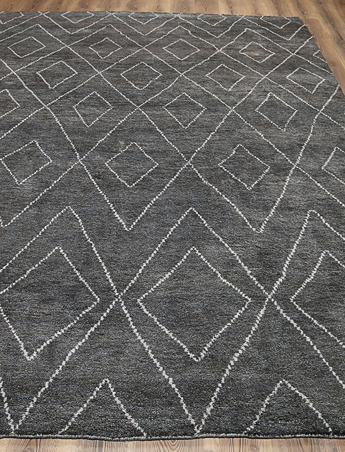 Moroccan Beni Ourain Double Diamond Charcoal Wool Rug 37031 9x12 Moroccan Beni Ourain Double Diamond Charcoal Wool Rug 37031 9x12 Scandinavian Area Rugs By Rugsville