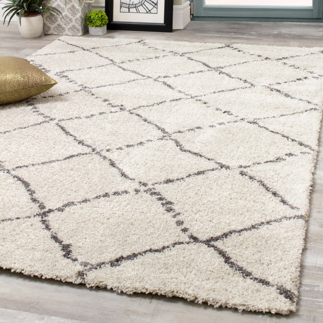 Matrique White Gray Lattice Rug 5 3 X 7 Scandinavian Area Matrique White Gray Lattice Rug