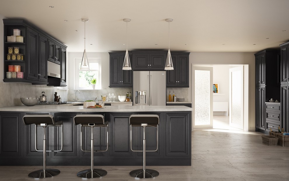 Example of a transitional kitchen design in New York
