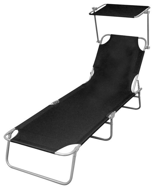 Tidyard Sunlounger 2 pcs with Footrest Foldable Adjustable Black Headrest Soft Foldable Convenient Durable Outdoor Light with a Foam-Padded Headrest 