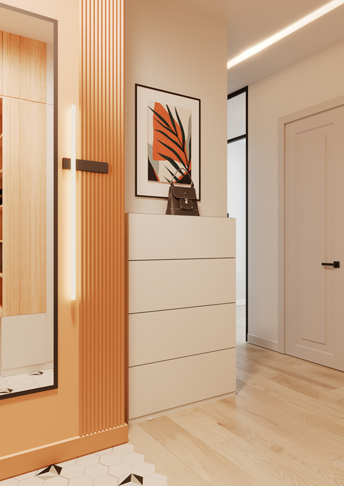 Евро однокомнатная квартира с яркими акцентами в ЖК Атмосфера