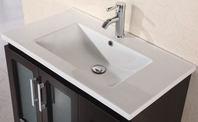 Design Element 32 in. Porcelain Countertop with Integrated Drop In Sink