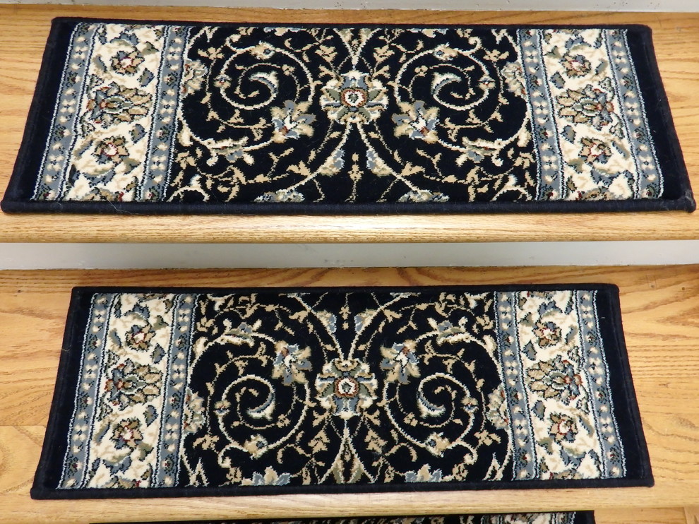 Blue Stair Tread Set of 13 Pcs 26inx 9in With Non Slip Pads