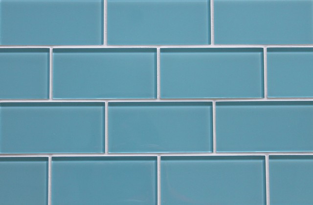 Infinity Blue 3x6 Glass Subway Tile Contemporary Wall And